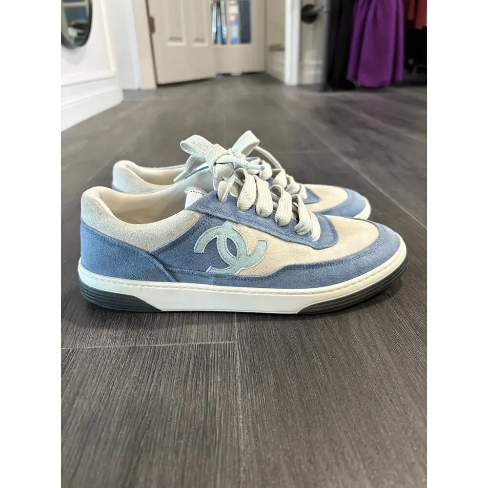 Chanel Suede Kidskin CC Low Sneakers Size 39(9)